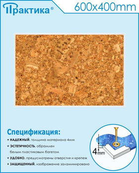 Пробковый стенд (600х400 мм, белый пластиковый багет) - Стенды - Информационные стенды - Магазин охраны труда Протекторшоп